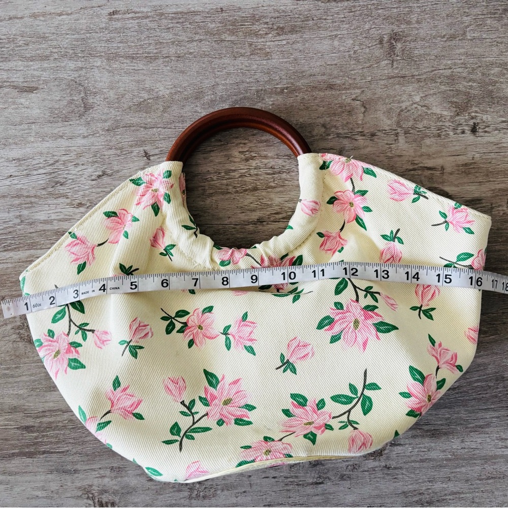 Draper James Bag Top Handle Purse Floral Pink Beige Canvas Boho Dainty See Below - Picture 3 of 12
